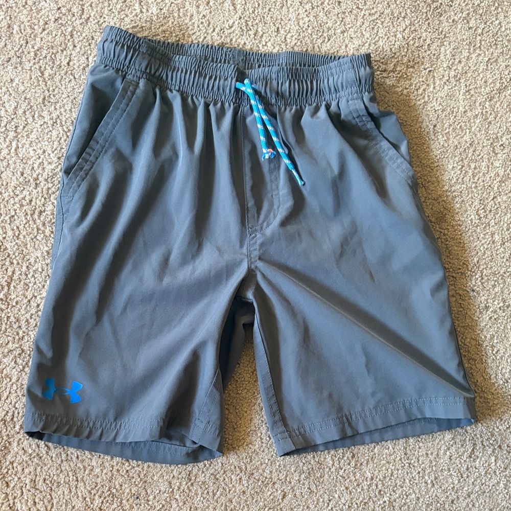 Under Armour Gray Active Shorts with Blue Drawstring